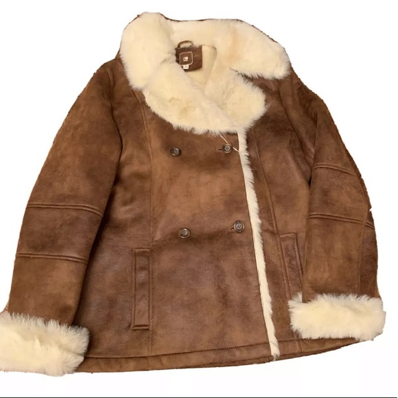 Wilson’s Brown polyester jacket with fur (L) - Picture 1 of 6